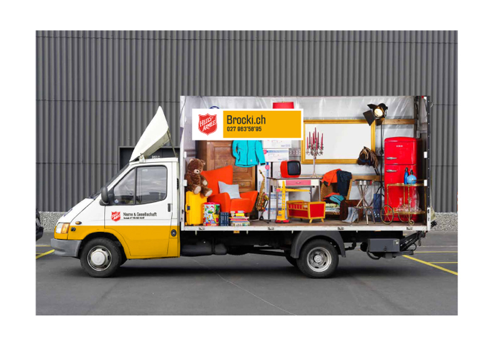 le logo de l'armée du salut sur une camionnette