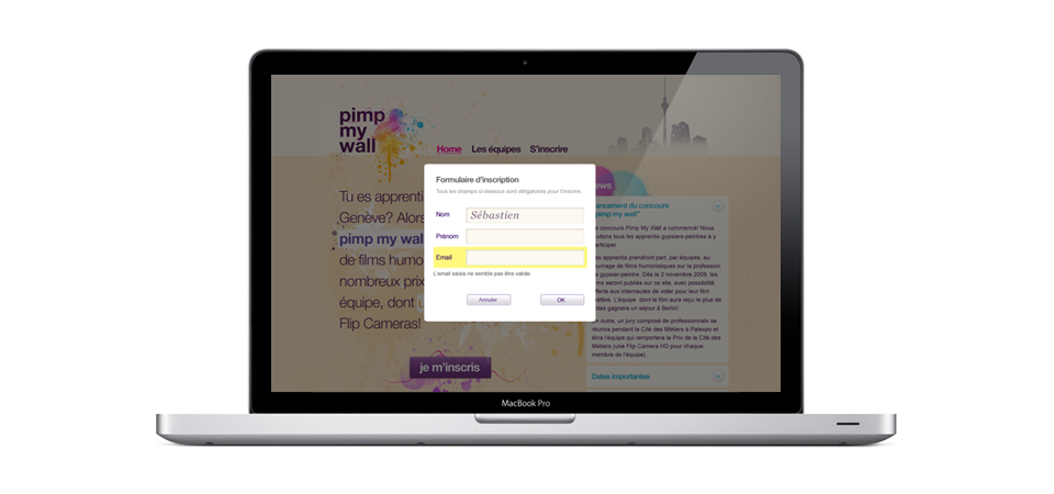 Grand concours de vidéos online 8 Fenêtre d'identification