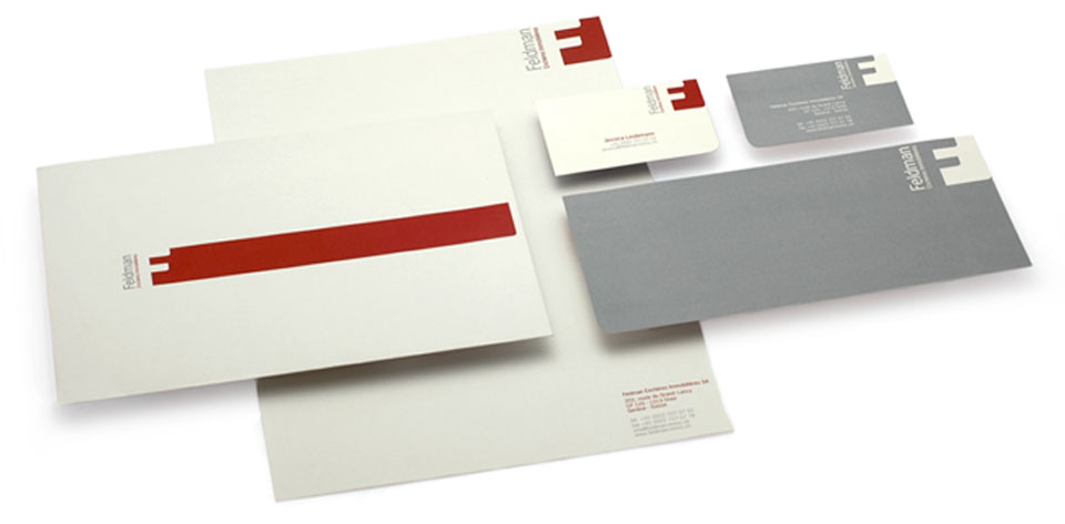 Corporate Identity - Feldman Enchères Immobilières 3 variations de papeterie