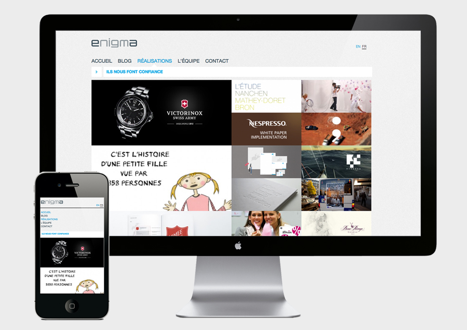 'Making of' du site internet d'Enigma 13 Visuel du site internet sur desktop et smartphone
