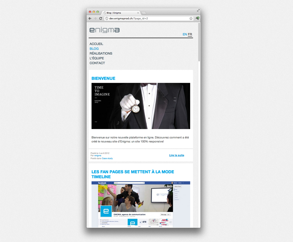 'Making of' du site internet d'Enigma 10 Site internet en responsive