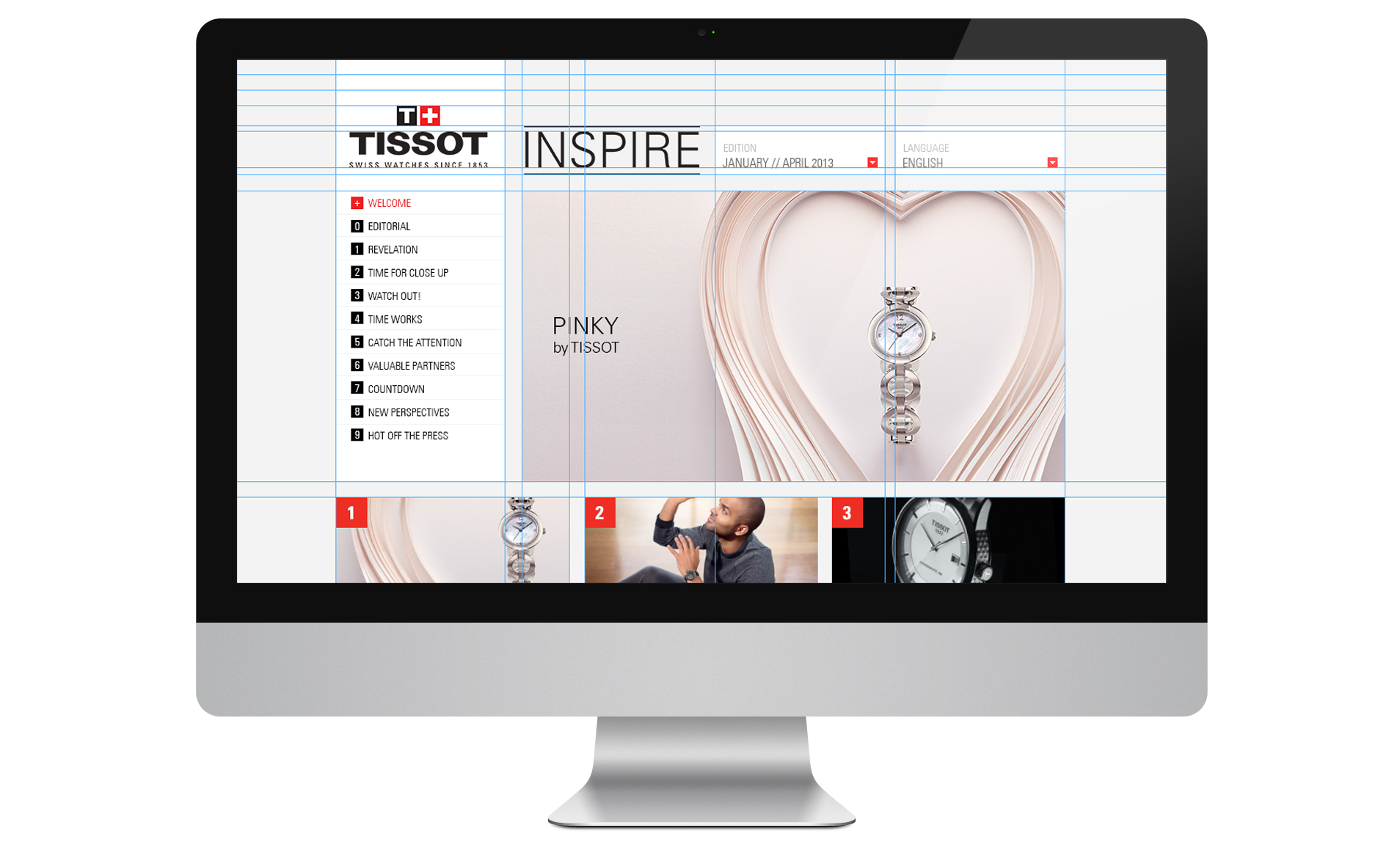Visuel du design du magazine en ligne sur ordinateur fixe