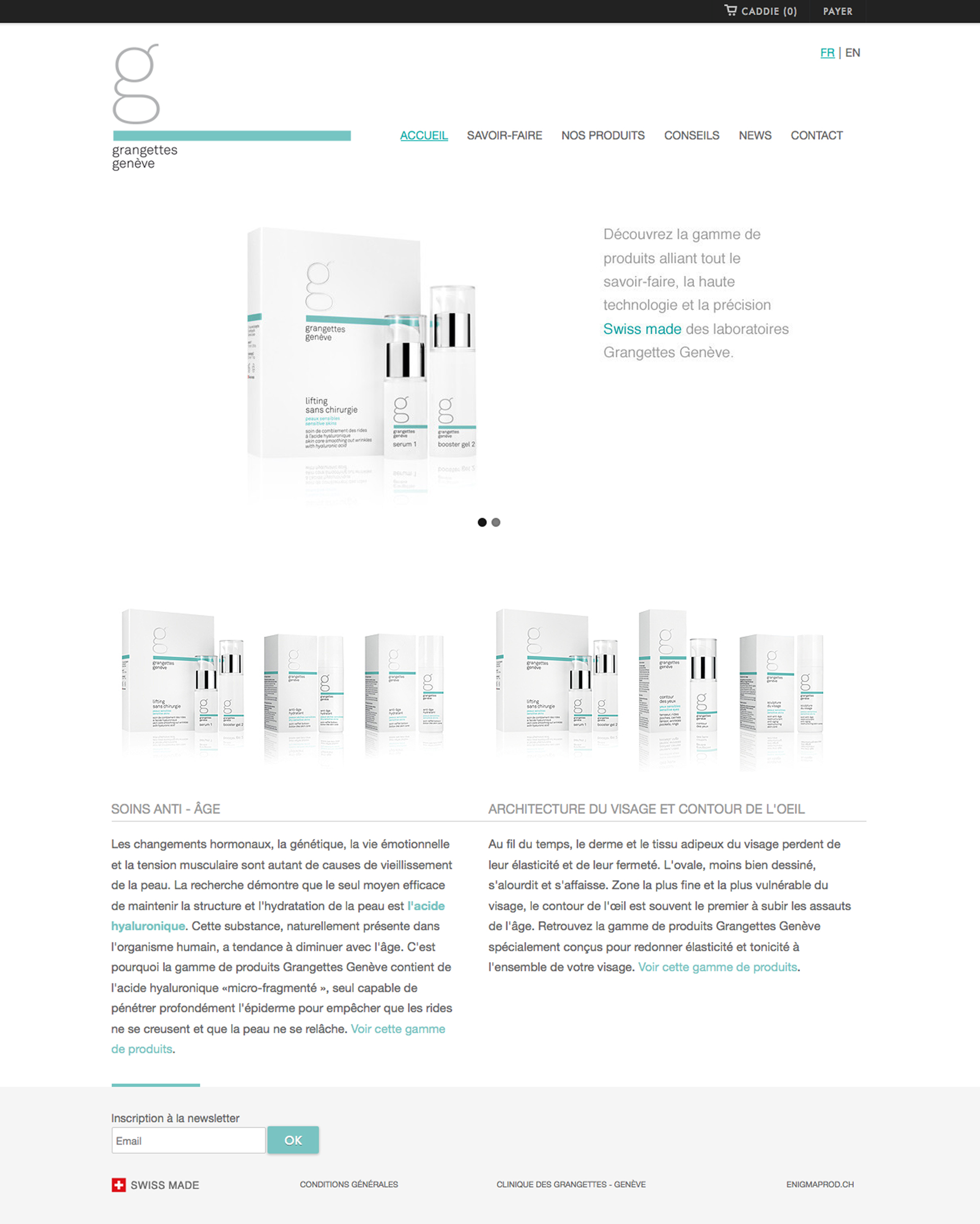 Aperçu de page produit du site de e-commerce grangettes