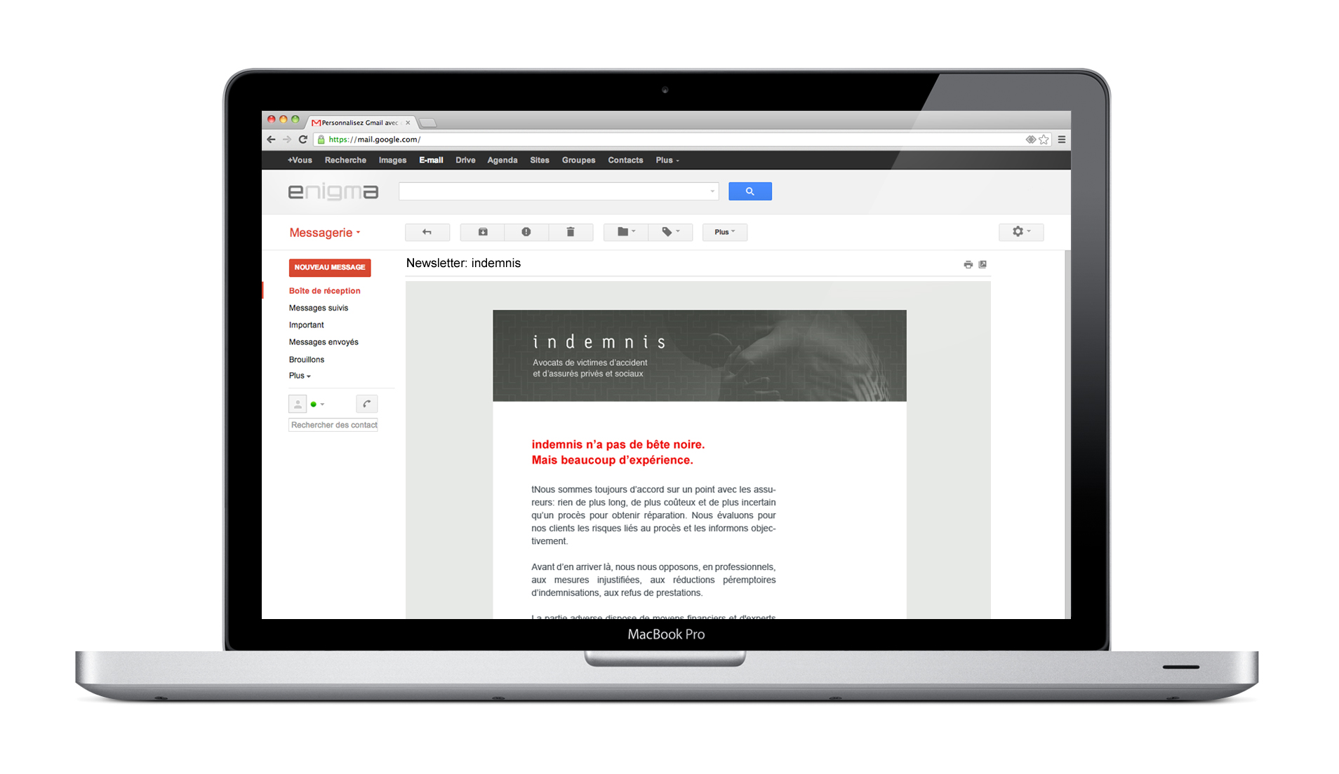 Présence en ligne 7 Visuel de la newsletter indemnis