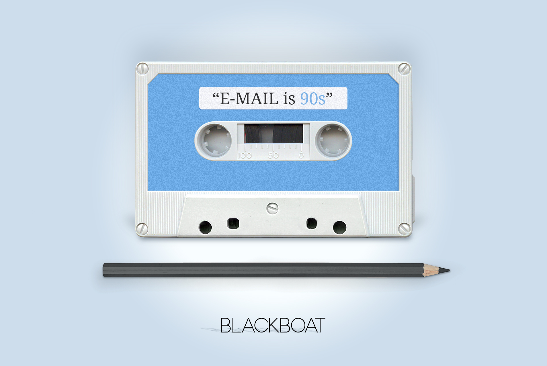 Repenser l'identité visuelle de Blackboat 13 Visuel d'une cassette et d'un crayon illustrant la stratégie Blackboat