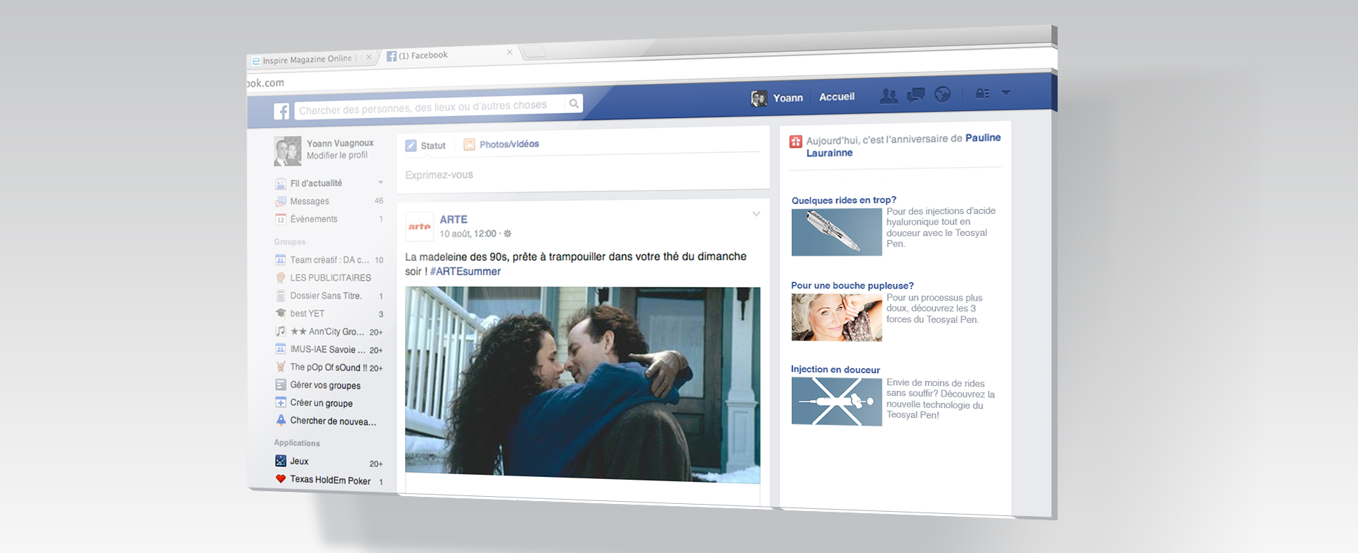 Le Teosyal Pen: une stratégie de communication en B to C 5 La page Home de Facebook avec le contenu sponsorisé
