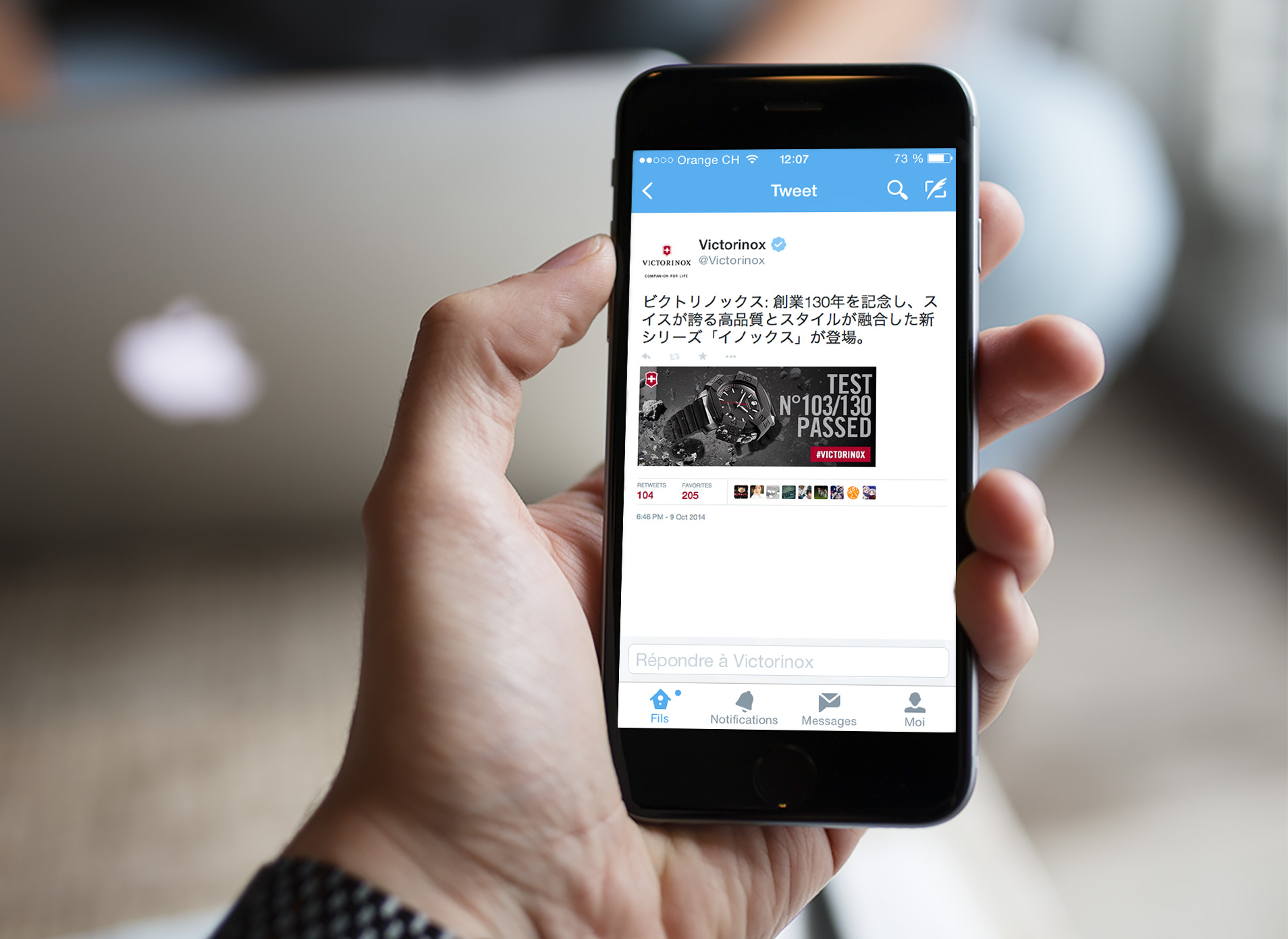Campagne Experience I.N.O.X. 10 Visuel d'un tweet en langue étrangère
