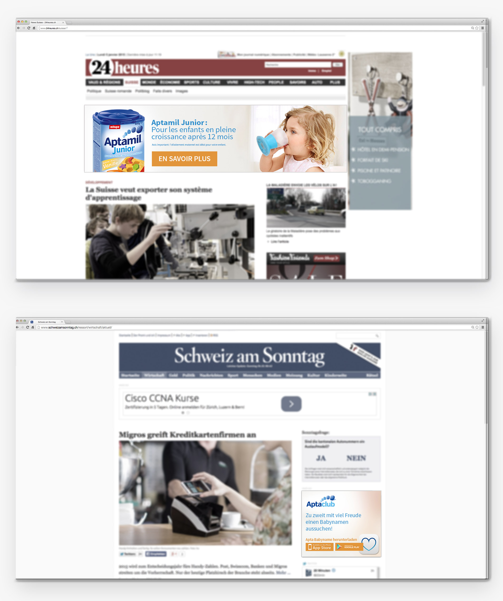 Exemple bannières Google Adwords selon le branding aptaclub