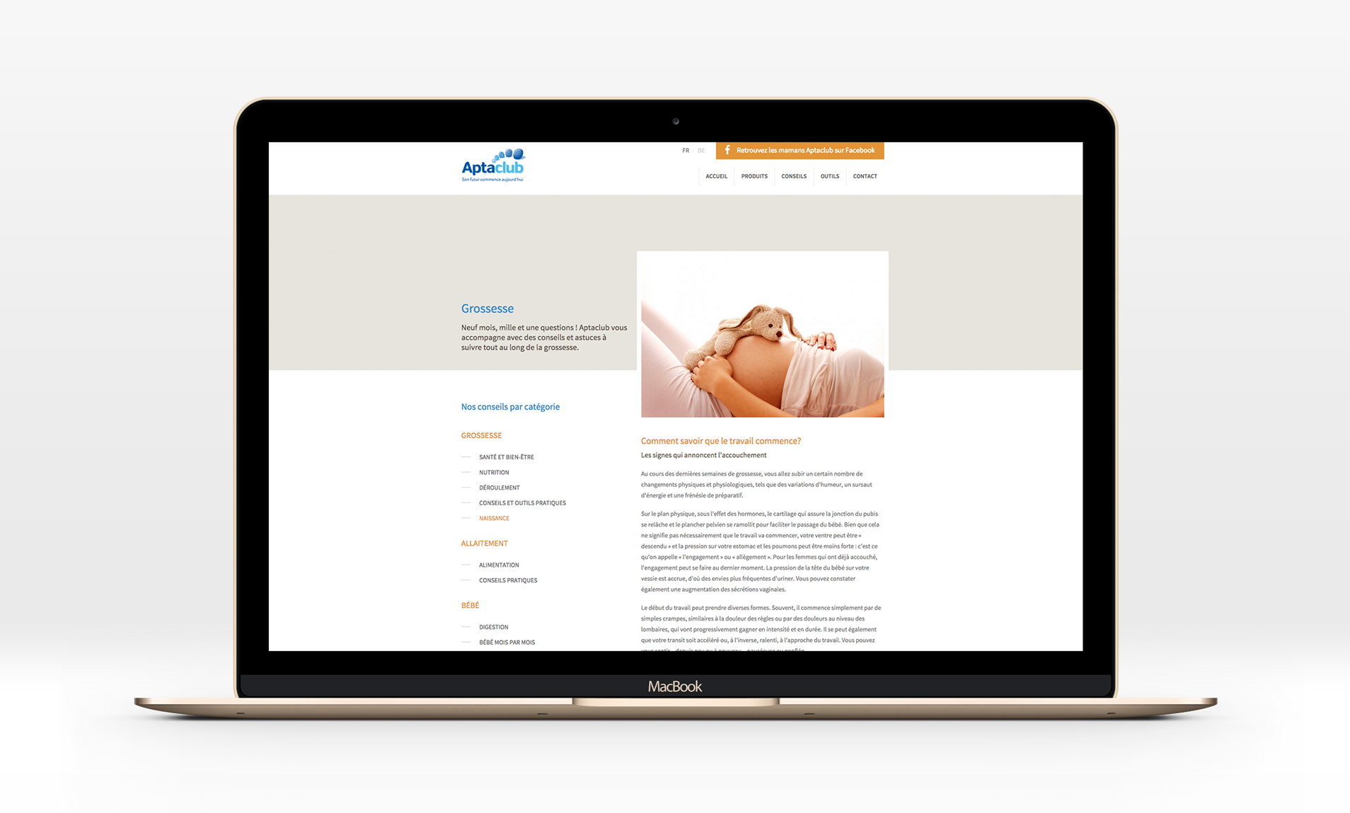 Visuel du site internet sur ordinateur portable