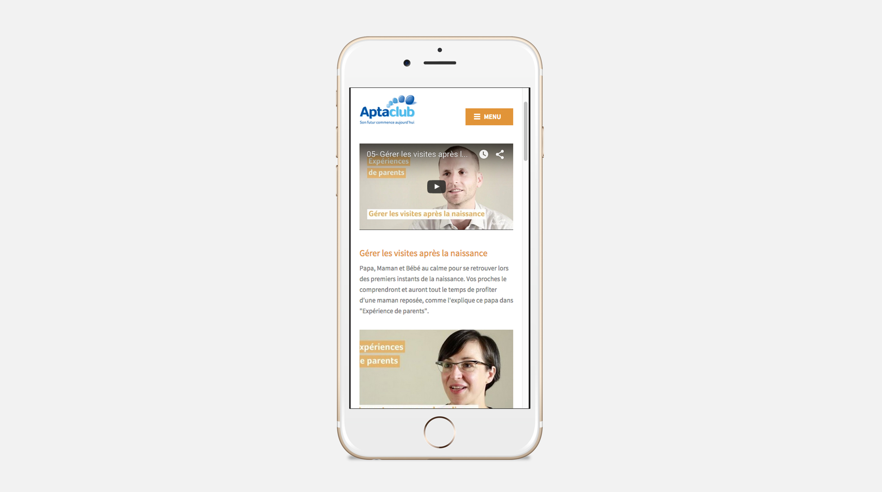 Vidéos site internet sur mobile