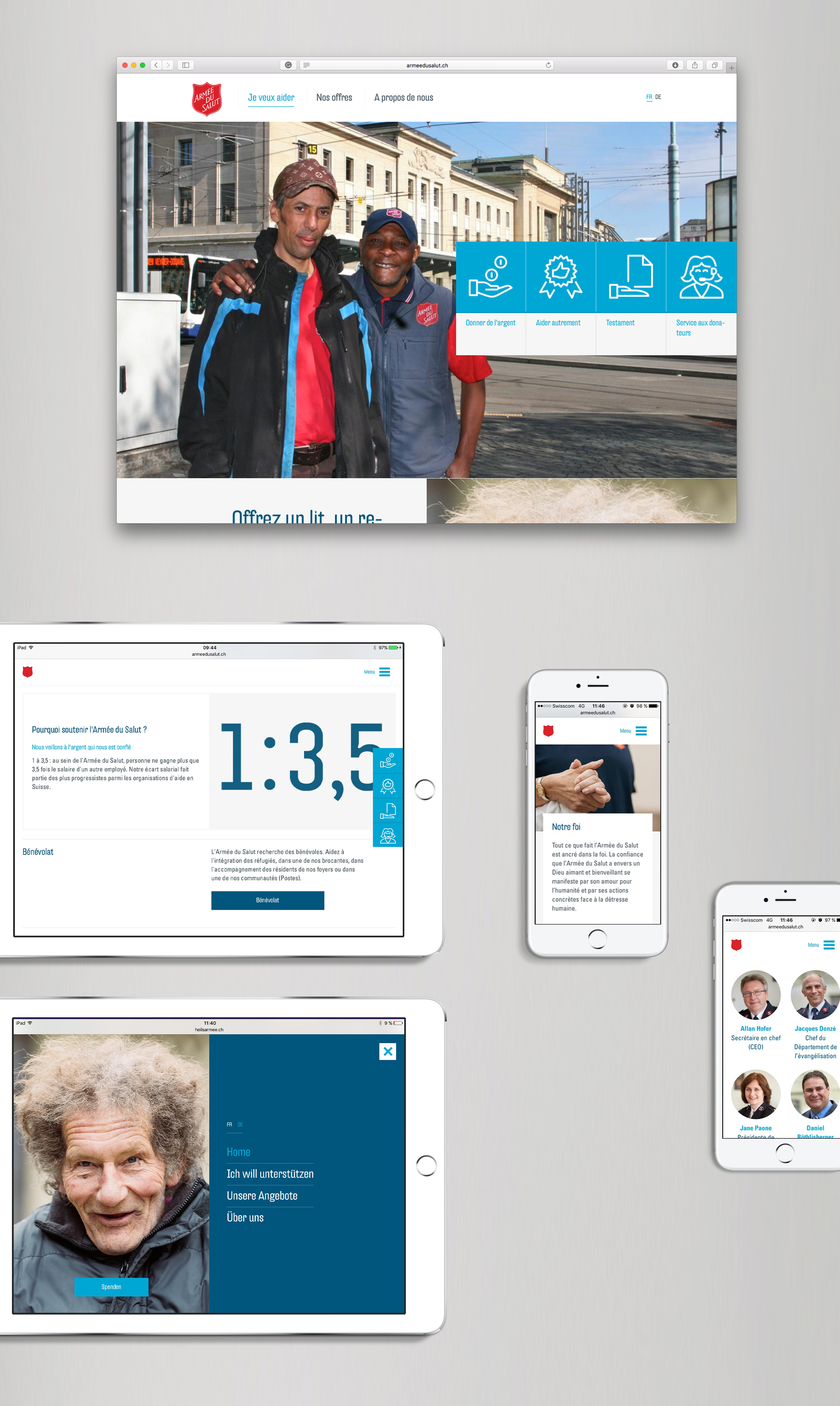 Armée du Salut: un site web basé sur la recherche utilisateur pour une organisation non gouvernementale 6 HA multiple beige